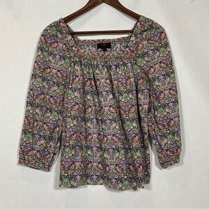 J. Crew Liberty Art Fabrics Strawberry Thief Peony Penny Birds Top